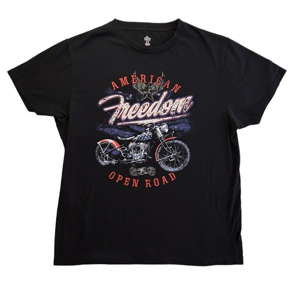 Men/Women Black Distress Motorcycle Graphic T-Shirt Size XL - Picture 1 of 7